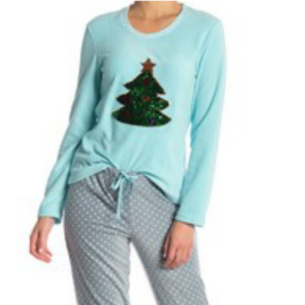NWT PJ Couture Blue Sequin Christmas Tree Top